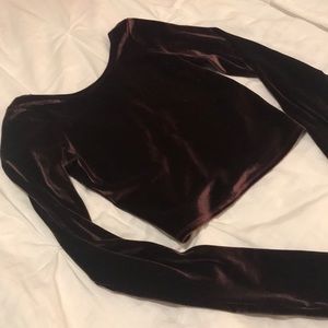 A&F Deep purple long sleeve velvet crop top xs